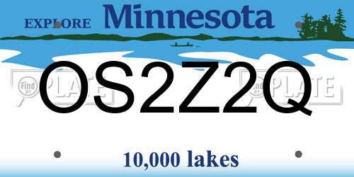 OS2Z2Q Minnesota License Plate