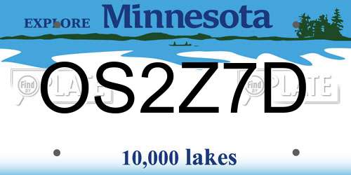OS2Z7D Minnesota License Plate