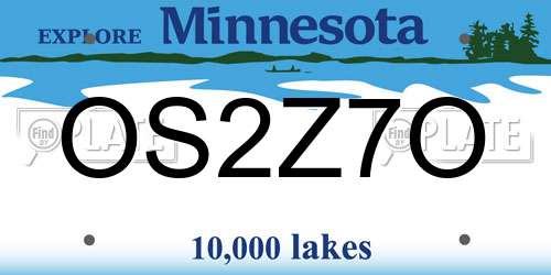 OS2Z7O Minnesota License Plate
