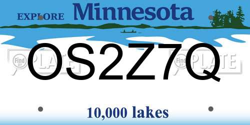 OS2Z7Q Minnesota License Plate