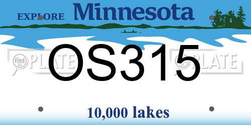 OS315 Minnesota License Plate