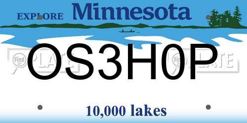 OS3H0P Minnesota License Plate