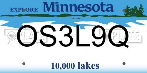 OS3L9Q Minnesota License Plate