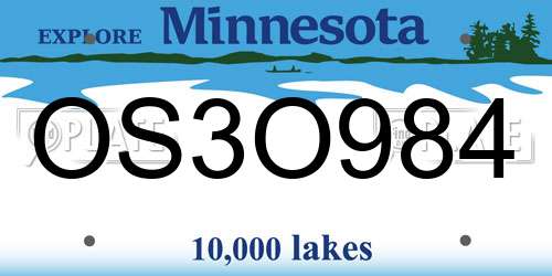 OS3O984 Minnesota License Plate