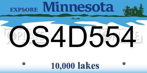 OS4D554 Minnesota License Plate