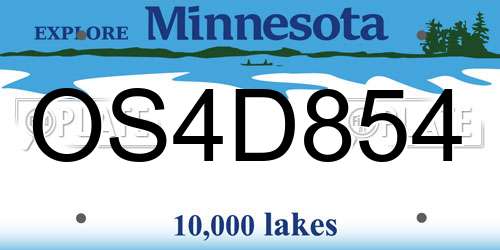 OS4D854 Minnesota License Plate