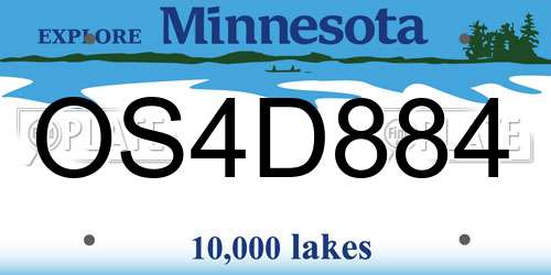 OS4D884 Minnesota License Plate