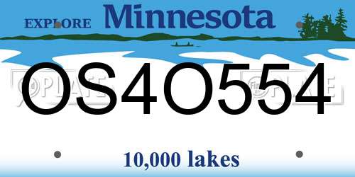 OS4O554 Minnesota License Plate