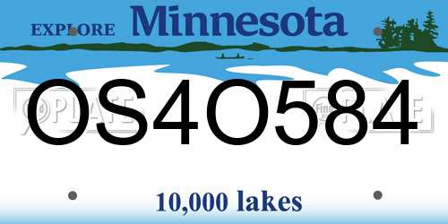 OS4O584 Minnesota License Plate