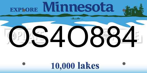 OS4O884 Minnesota License Plate