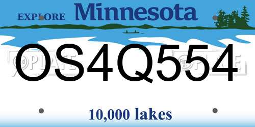 OS4Q554 Minnesota License Plate