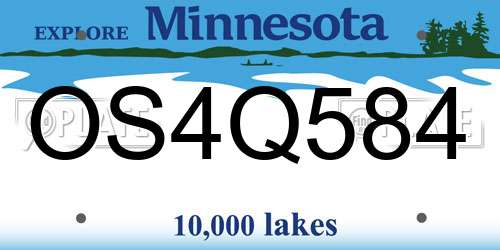 OS4Q584 Minnesota License Plate