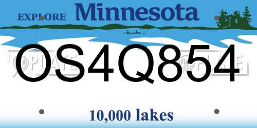 OS4Q854 Minnesota License Plate