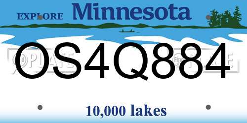 OS4Q884 Minnesota License Plate