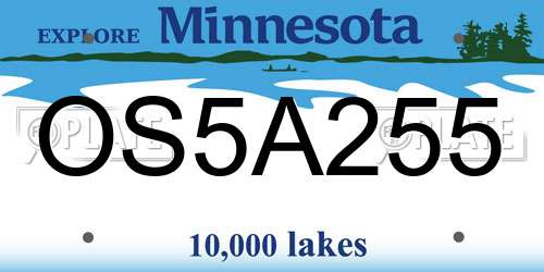 OS5A255 Minnesota License Plate