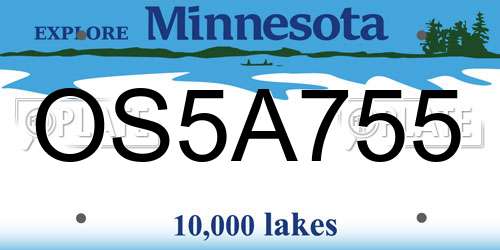 OS5A755 Minnesota License Plate