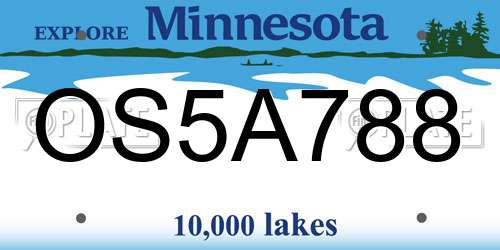 OS5A788 Minnesota License Plate