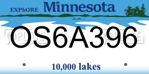OS6A396 Minnesota License Plate