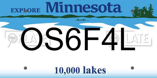 OS6F4L Minnesota License Plate