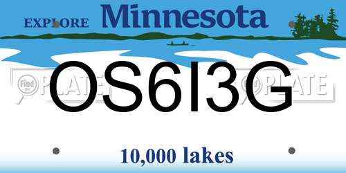 OS6I3G Minnesota License Plate