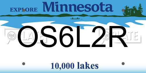 OS6L2R Minnesota License Plate