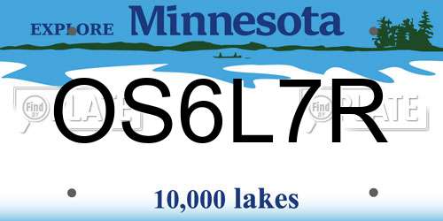 OS6L7R Minnesota License Plate