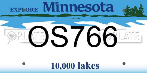 OS766 Minnesota License Plate