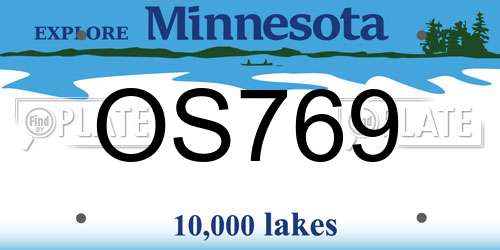 OS769 Minnesota License Plate
