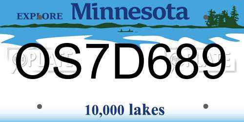 OS7D689 Minnesota License Plate