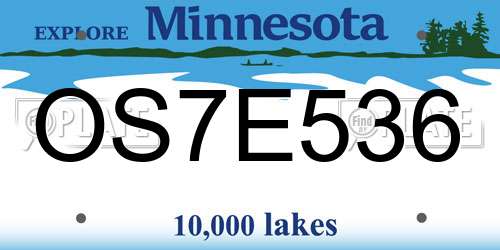 OS7E536 Minnesota License Plate