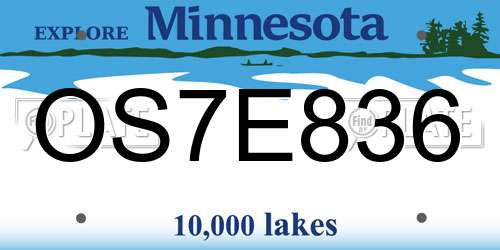 OS7E836 Minnesota License Plate