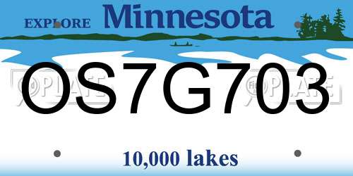 OS7G703 Minnesota License Plate