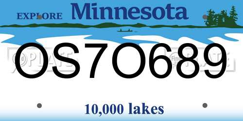 OS7O689 Minnesota License Plate