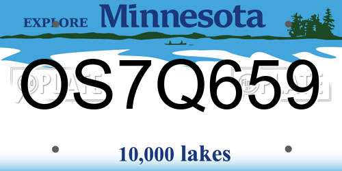 OS7Q659 Minnesota License Plate