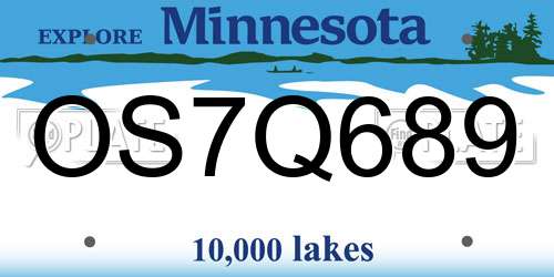 OS7Q689 Minnesota License Plate