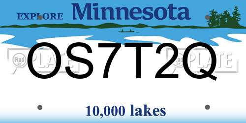 OS7T2Q Minnesota License Plate