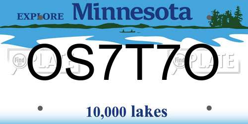 OS7T7O Minnesota License Plate