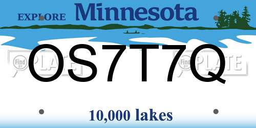 OS7T7Q Minnesota License Plate