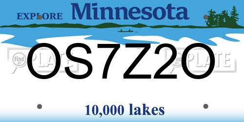 OS7Z2O Minnesota License Plate