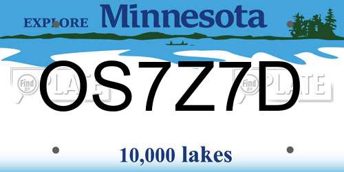 OS7Z7D Minnesota License Plate