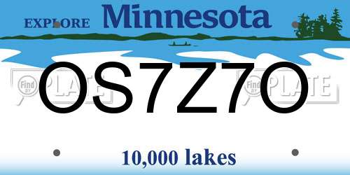 OS7Z7O Minnesota License Plate