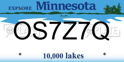 OS7Z7Q Minnesota License Plate