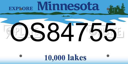 OS84755 Minnesota License Plate