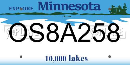 OS8A258 Minnesota License Plate