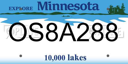 OS8A288 Minnesota License Plate