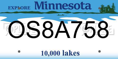 OS8A758 Minnesota License Plate