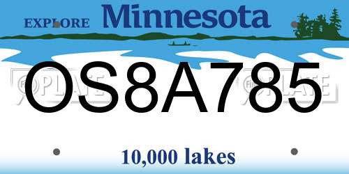 OS8A785 Minnesota License Plate