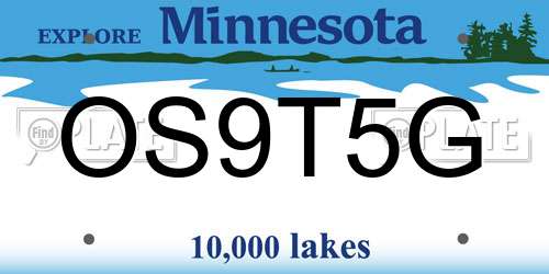 OS9T5G Minnesota License Plate