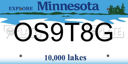 OS9T8G Minnesota License Plate