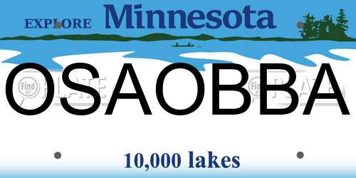 OSAOBBA Minnesota License Plate